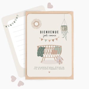 Carte Bienvenue joli coeur - naissance bébé, félicitations, carte de naissance, cadeau naissance