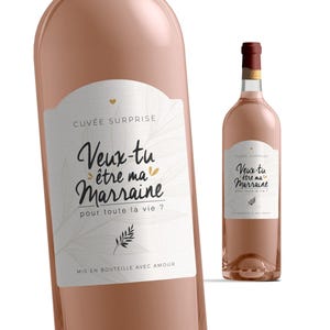 Etiquette bouteille marraine - Veux-tu être ma marraine ? - Manahia - demande marraine, annonce marraine, surprise marraine