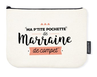 Pochette marraine - Ma p'tite pochette de marraine de compet' - Manahia - 100% coton - pochette marraine, cadeau personnalisé marraine