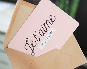 Carte Je t'aime tout plein, carte Saint Valentin, carte d'amour, carte anniversaire