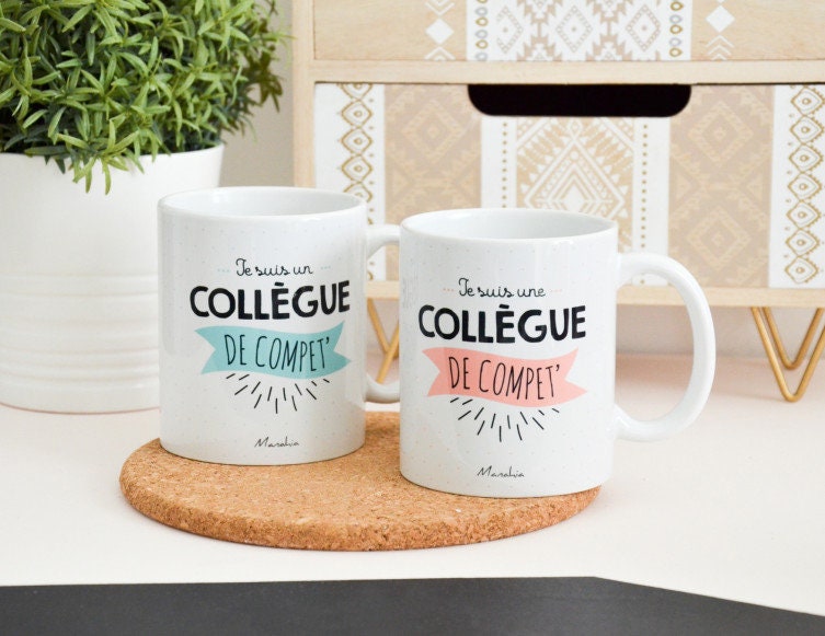 Mug collègue Je suis une collègue de compet' Rose - Etsy Canada