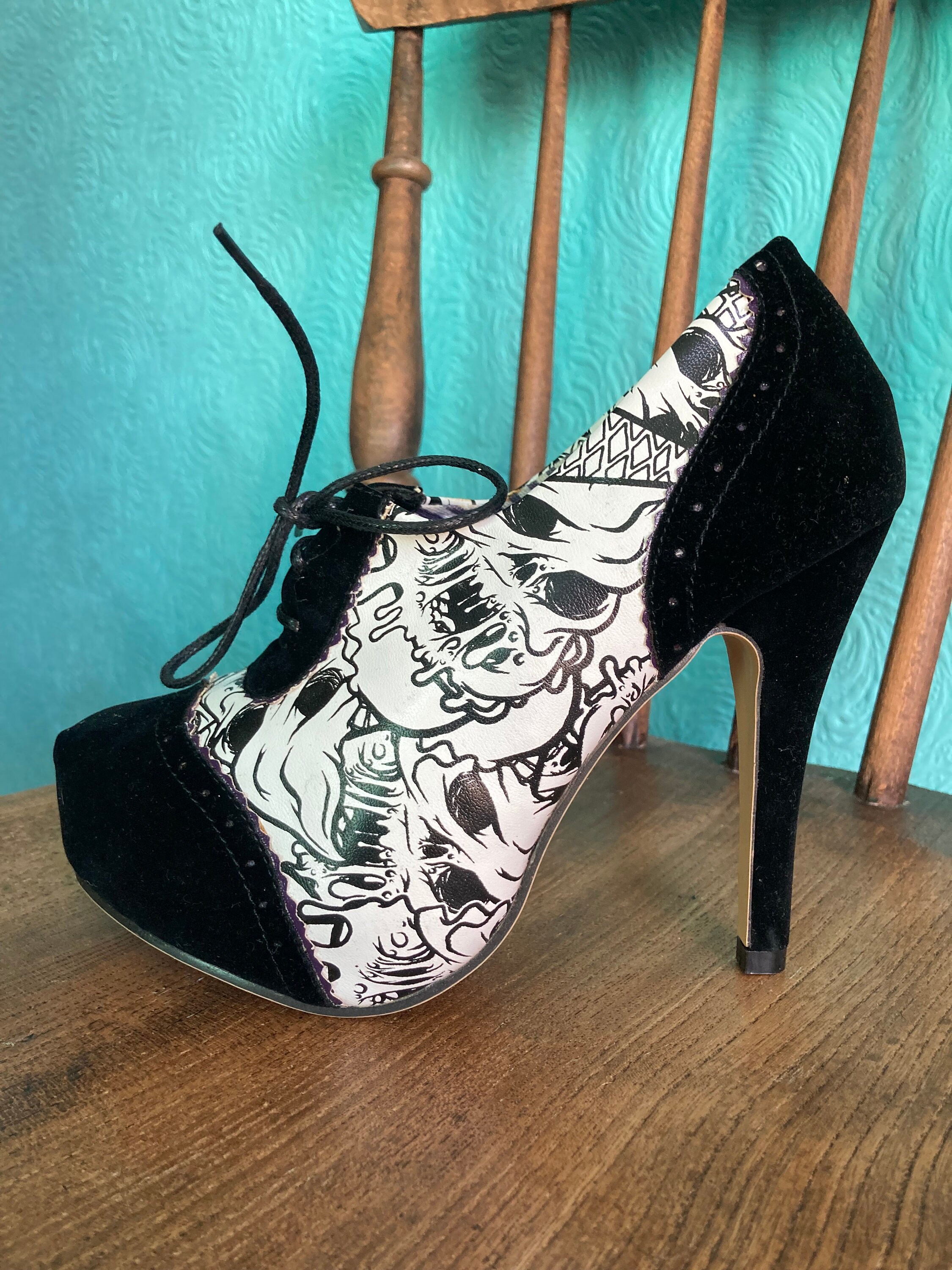 Iron Fist Burlesque Pin up I Scream Platform Lace up Stiletto Etsy