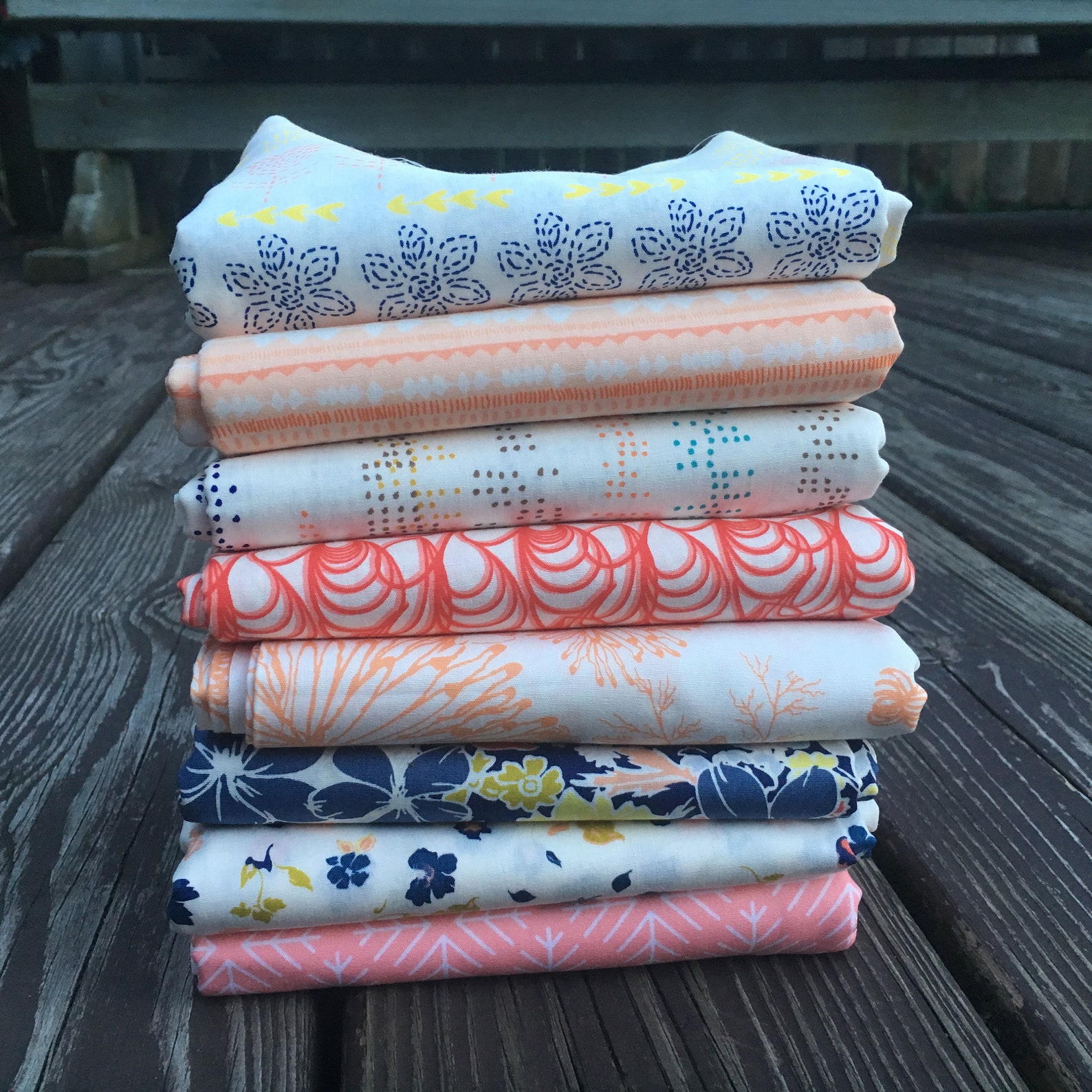 Striped quilting fabric Orange and White Fabric by the Yard Etsy