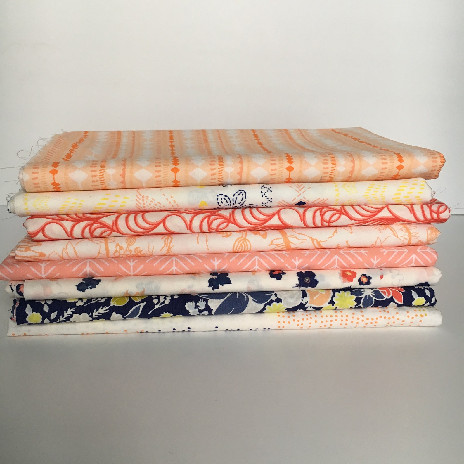 Striped quilting fabric Orange and White Fabric by the Yard Etsy