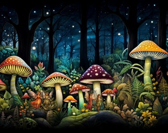 Fairies and Toadstools Forest Samsung Frame Tv Art. Fantasy, Whimsical, Mushrooms, Fairy Art For Tv, Frame TV Pictures, Digital Wallpaper