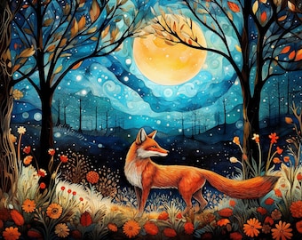 Fox in the Forest Samsung Frame Tv Art. Fantasy, Whimsical, Vixen, Art For Tv, Frame TV Pictures, Digital Wallpaper Instant