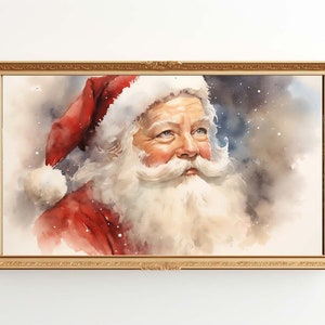 Christmas Samsung Frame Tv Art. Vintage Santa Watercolor, Santa Portrait, Minimalist, Digital Instant, Vintage, St Nick,