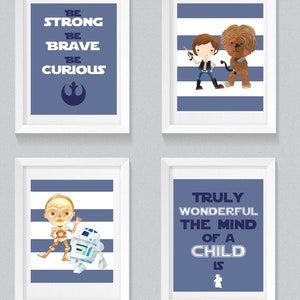 Star Wars Nursery art print, Rebel, Playroom, Be Brave, Be curious, Baby room, Star Wars prints, The Force, Instant download print, Set of 4