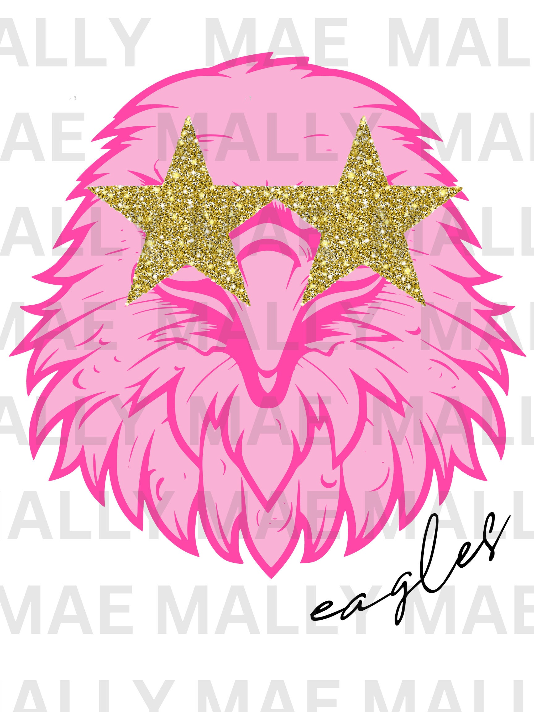 Preppy EAGLE MASCOT png, pdf, & svg PINK bougie oro brillo estrella ojos descarga digital