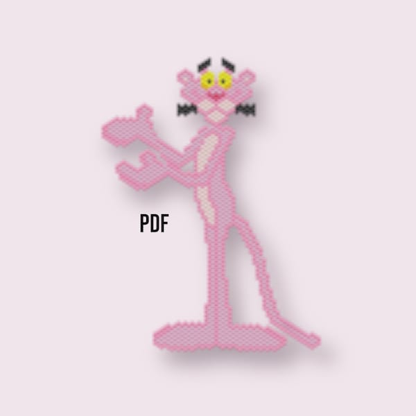 Brick stitch/Pink Panther/La Panthère Rose/pattern/patron/diagramme/tissage/tutoriel/pdf