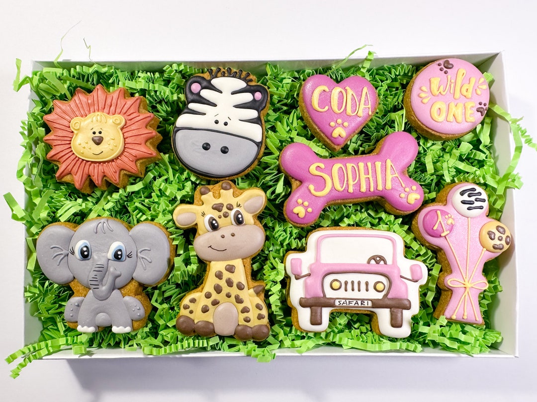 Safari Birthday Dog Treats / Wild Animals Birthday Dog Biscuits/ Happy