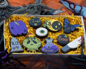 Halloween Spooky Dog Treats: Puppy Birthday Gift / Organic Minty Black Biscuits + Free Halloween Card