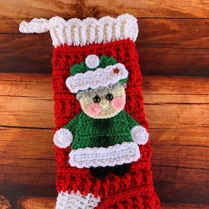 Crocheted Santa Christmas Stocking: Handmade Acrylic Farmhouse Decor