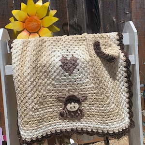 Crochet Baby Blanket, Cow Baby Blanket, Cow Blanket, Handmade Baby Blanket, Crochet Baby Blanket, Baby Blanket