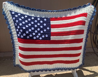 Flag Blanket, Crocheted Flag, American Flag Blanket, Flag Afghan, Crocheted American Flag