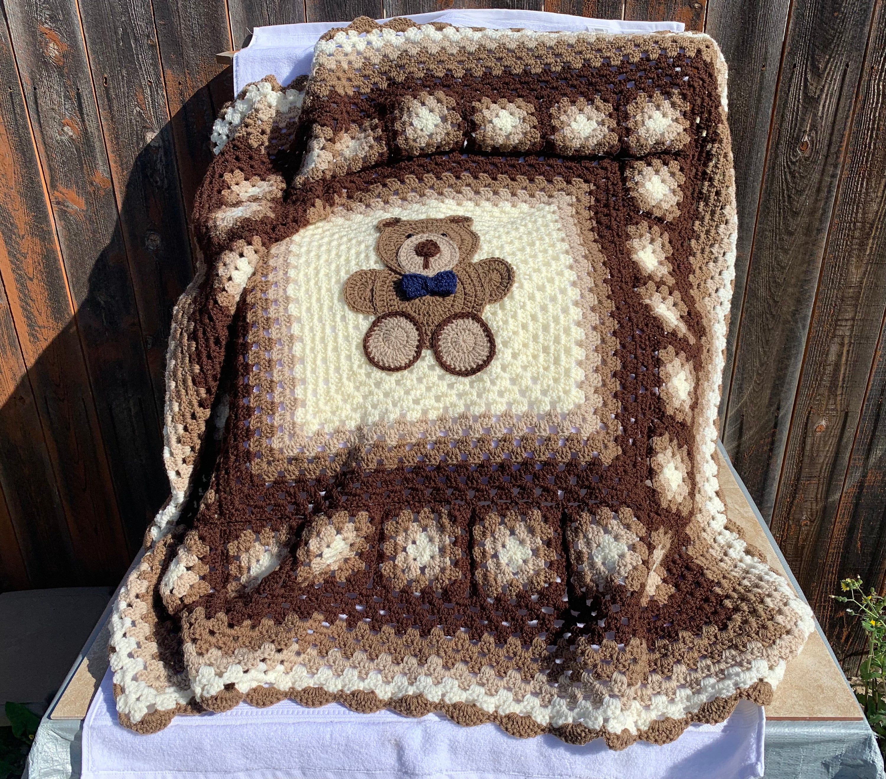 Crochet Teddy Bear Blanket, Handmade Baby Bear Blanket, Crochet Baby Blanket, Baby Boy Bear