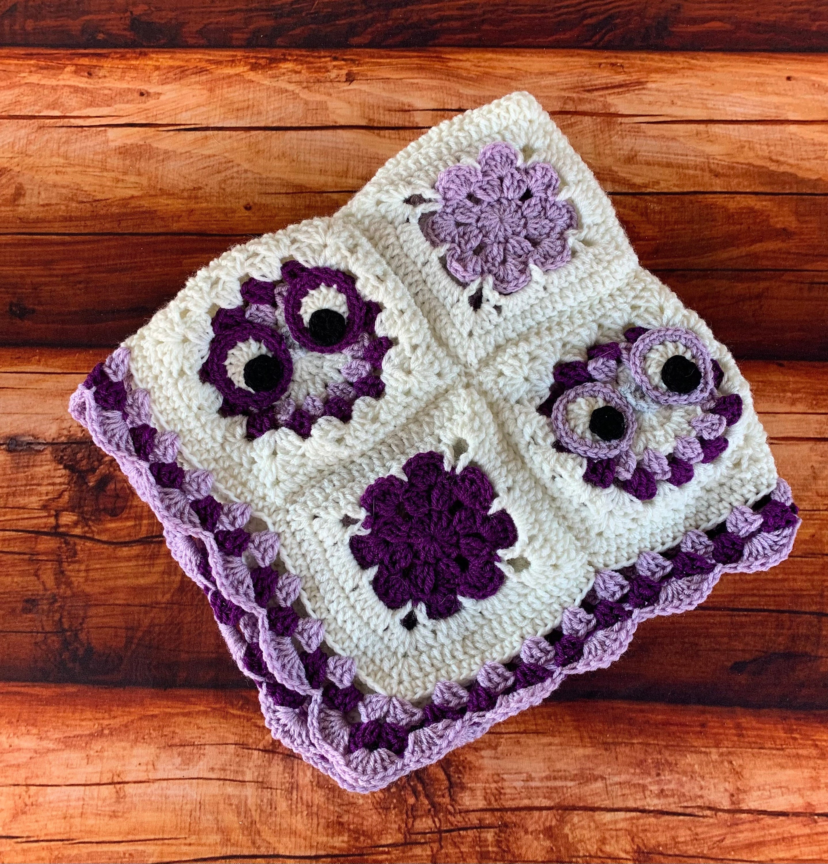 Crochet Owl Blanket, Baby Owl Blanket, Crochet Baby Blanket, Granny Square Blanket, Baby Owl