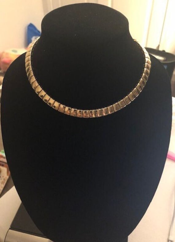 1960s Napier signed gold tone choker necklace, hol