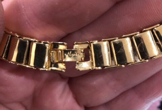 1960s Napier signed gold tone choker necklace, ho… - image 3