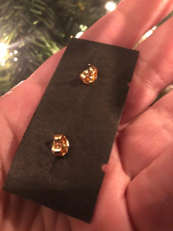 Gold tone and black rhinestone flower earrings Ch… - image 3