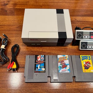 Original Nintendo Nes System Console Super Mario Bros 1/2/3 Game Bundle Original Polished OEM 72 Pin