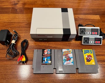 Original Nintendo Nes System Console Super Mario Bros 1/2/3 Game Bundle Original Polished OEM 72 Pin