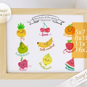 Fruits of the Spirit - Wall Art Printable - Galatians 5:22 - Digital Art Print Bible Verse Printable - Scripture Art Print - Christian Art -