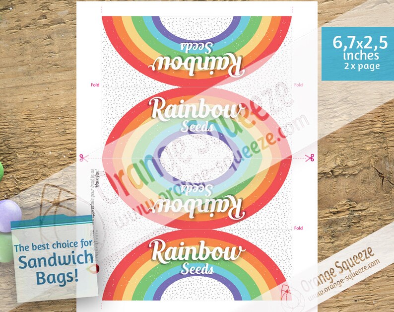 Rainbow Seeds Instant Download Treat Bag Tags Rainbow Seeds Etsy
