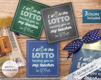 Won the Lotto Teacher Appreciation Gift Tags | Thank You Teacher Favor Labels | Digital Download
