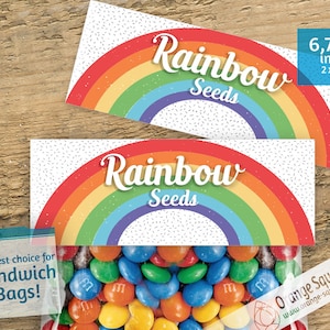 Rainbow Seeds Instant Download Treat Bag Tags, Rainbow Seeds, Topper, DIY Printable Tag (Digital File)