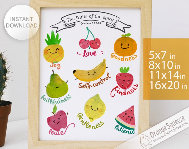 Fruits of the Spirit Wall Art Printable Galatians 5:22 - Etsy