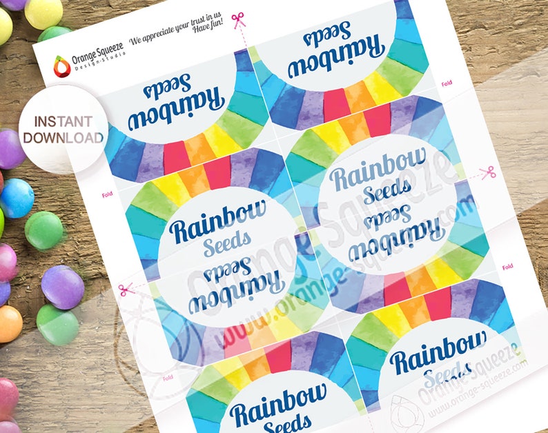 Rainbow Seeds Instant Download Treat Bag Tags Rainbow Seeds | Etsy