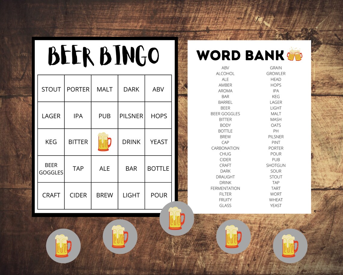 beer bingo beer games drinking games beer printables beer etsy