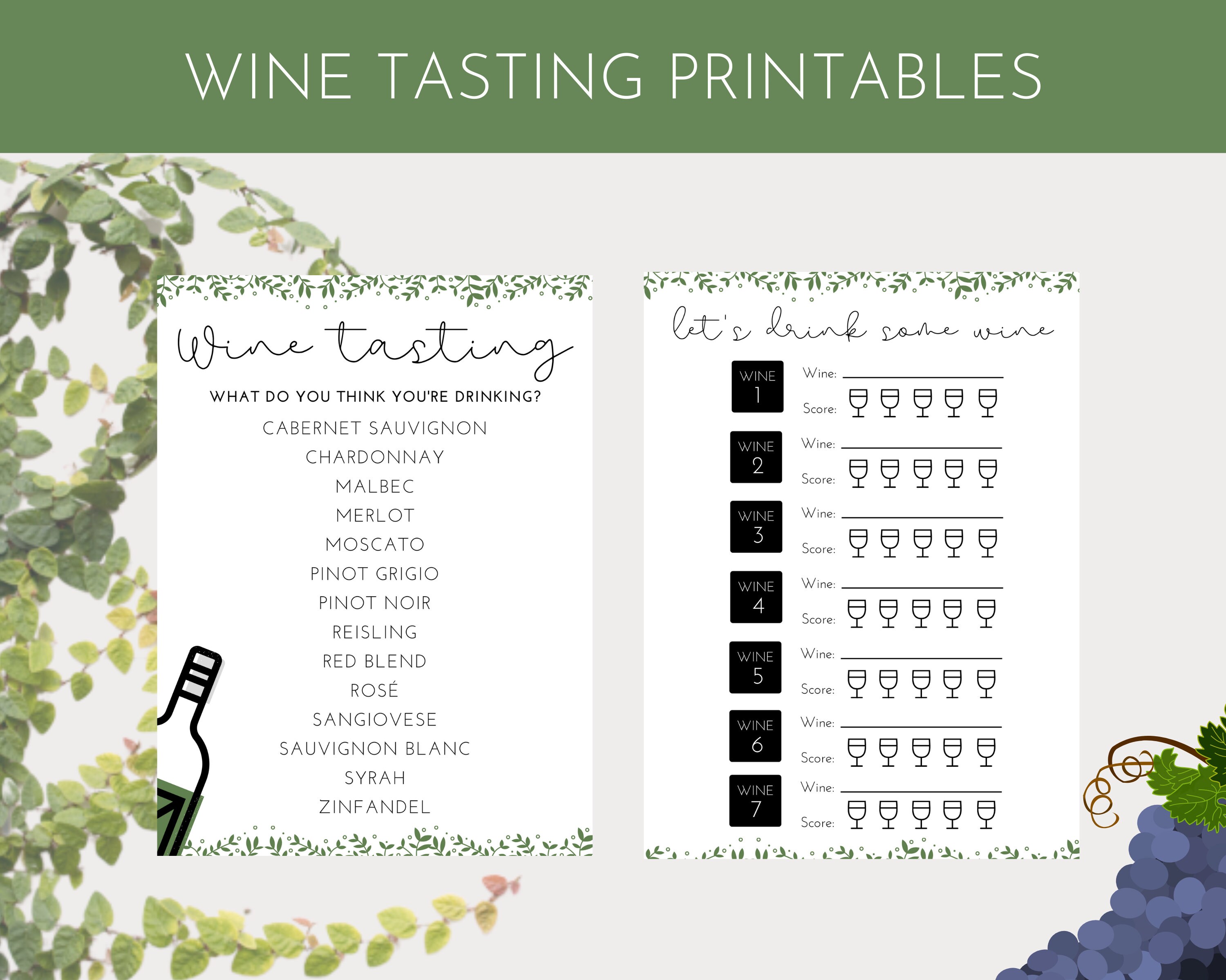 Wine Tasting Cards Printable