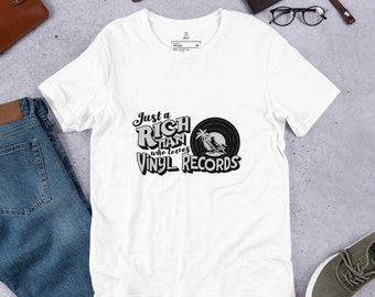 Just a Rich Man Who Loves Vinyl Records Shirt, Funny Gift for Music Lover, Birthday Present for Audiophile, DJ, Collector or Teacher