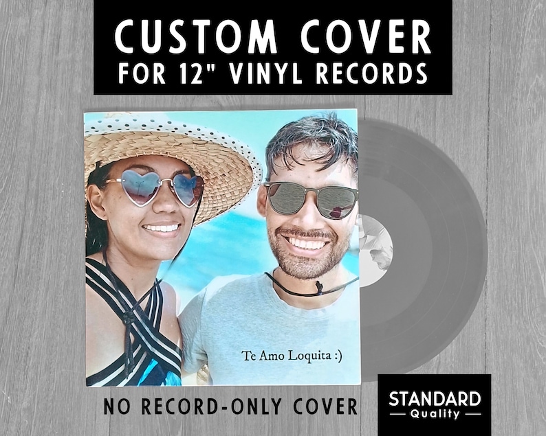 Custom Record Cover with your Photos No Vinyl Disc Included, Two Sided Printed Sleeve, 12 Personalized Album Jacket, Print Damage Covers image 1