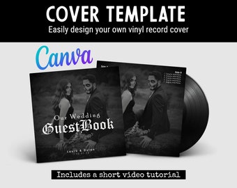 Custom Gothic Vinyl Record Template for 12-inch Disc, Personalize Cover & Labels, Editable in Canva, Digital Download