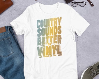 Country Sounds Better on Vinyl Shirt, Country Music Outfit for Concert, Gift for Records Lover, Distressed Cowgirl & Cowboy Tee, Oversized