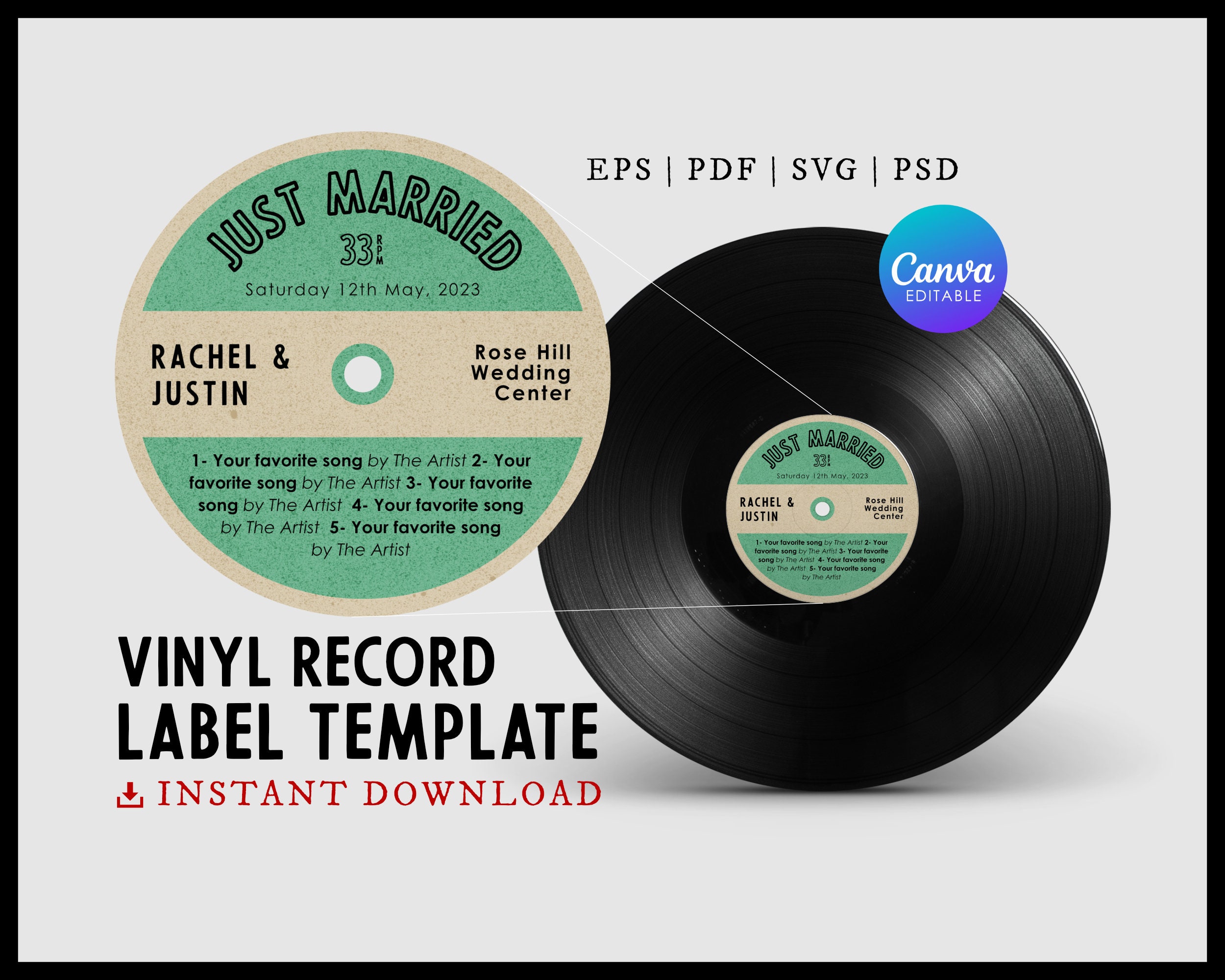 Vinyl Records With Plain White Matte Labels for Crafting, Wall Decor,  Invitations, Wedding Guest Book, Printable Labels 12 Inch Records 