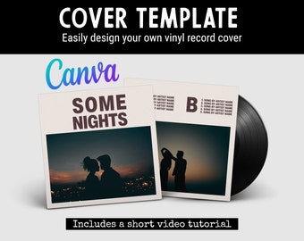 Some Nights - Modern Vinyl Record Template for Custom 12-inch LP - Editable in Canva! Design Your Own Cover and Labels Easily with photos!