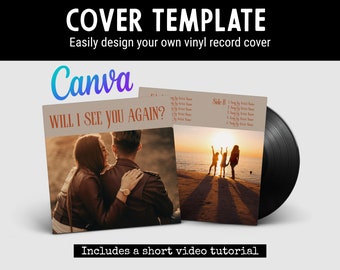 Nostalgic Vinyl Record Template for Custom 12-inch LP - Editable in Canva! Design Your Own Cover and Labels Easily with photos!