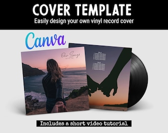 Customizable Vinyl Record Template to Make a Professional Cover and Labels for your Custom 12inch lp, Editable in Canva, Not a physical item