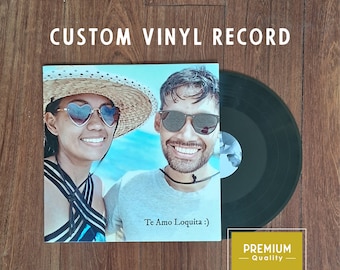 Custom Vinyl Record with your Mixtape & Pictures - Make Your Own LP for Wedding or Anniversary, 12" Black Two Sided, 40mins total, 12 Songs