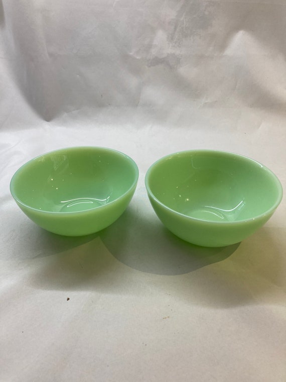 Pair of Jadeite 16 Ounces Large Cereal/soup Bowls Etsy