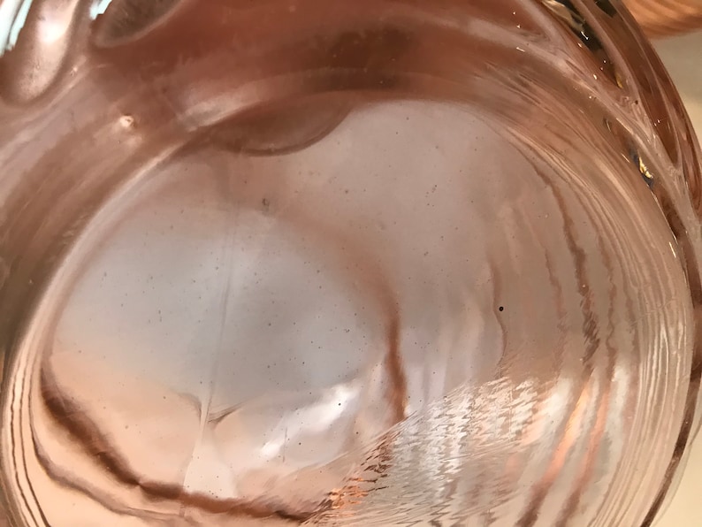 Very Htf Anchor Hocking Manhattan Horizontal Ribbed Pink Tumbers and Ball Pitcher Depression Glass No Damage image 7