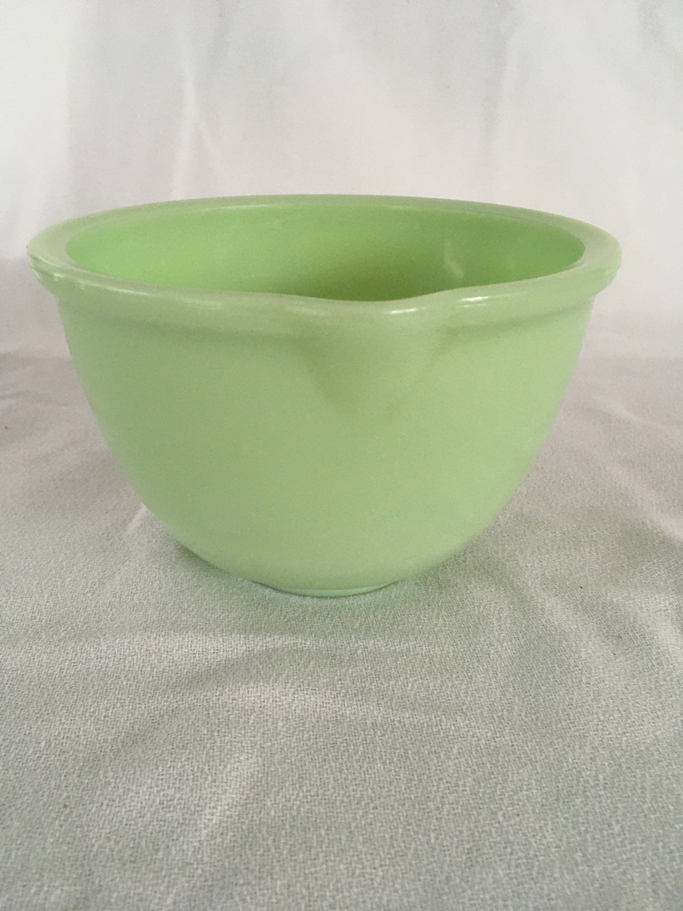 Fire King OvenWare Jadeite Glass Mixing Bowl Spout & Handle - Ruby Lane