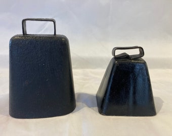 Pair of Primitive Black Metal Cow Bells