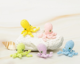 Mini octopus crochet, Miniature octopus, Amigurumi animals - Made to order