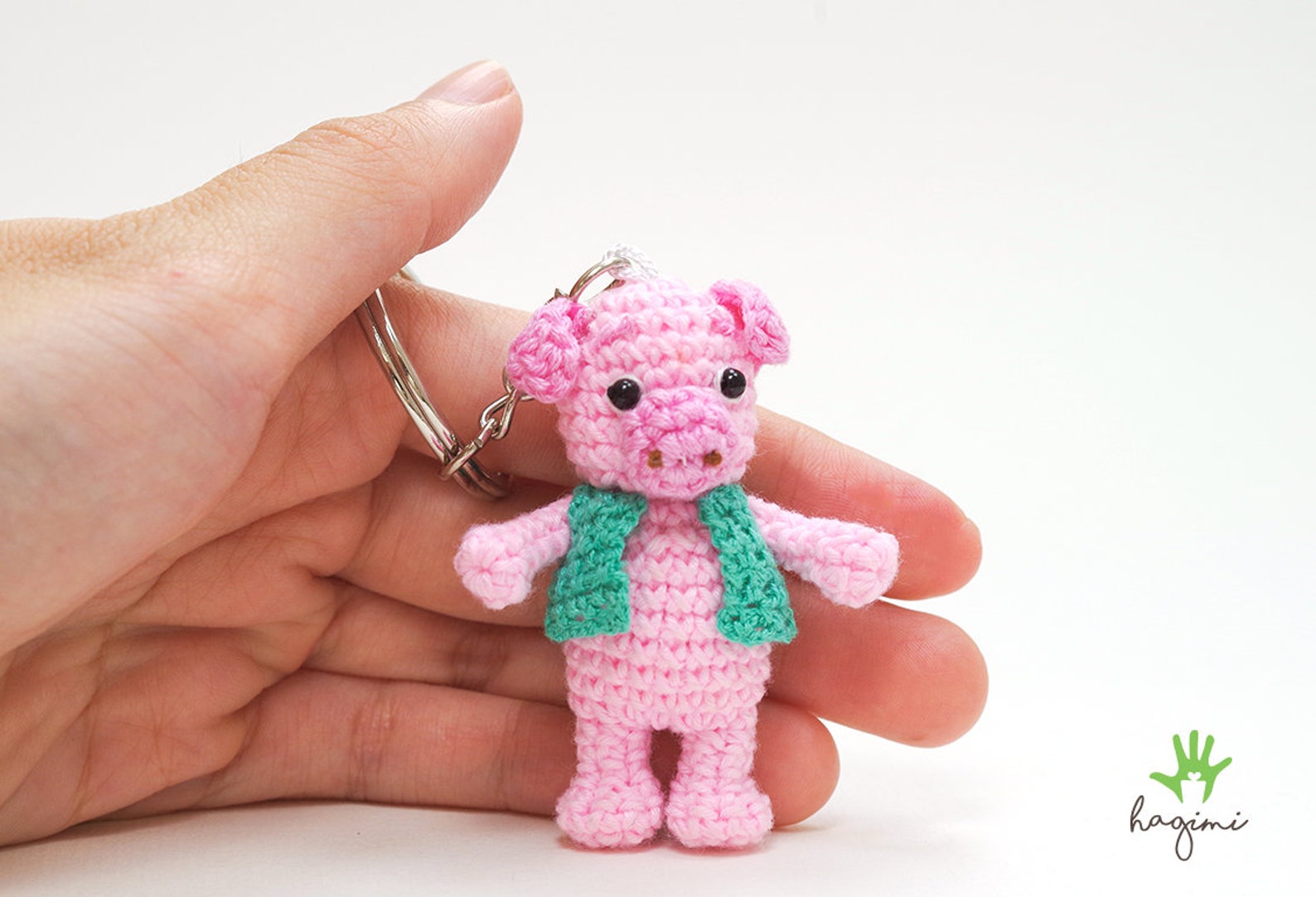 Pigs Crocheted Pig Keychain Animal Keychain Stuffed Pig Etsy