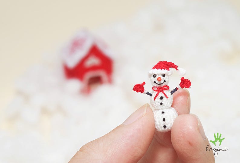Miniature Snowman Tiny Snowman Crochet Tiny Amigurumi Doll - Etsy